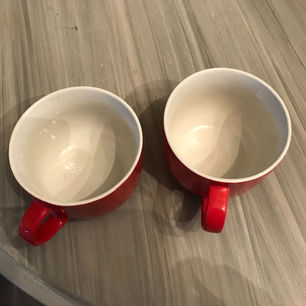 Two Red Ceramic Cups With Hearts - Picture 3 of 3